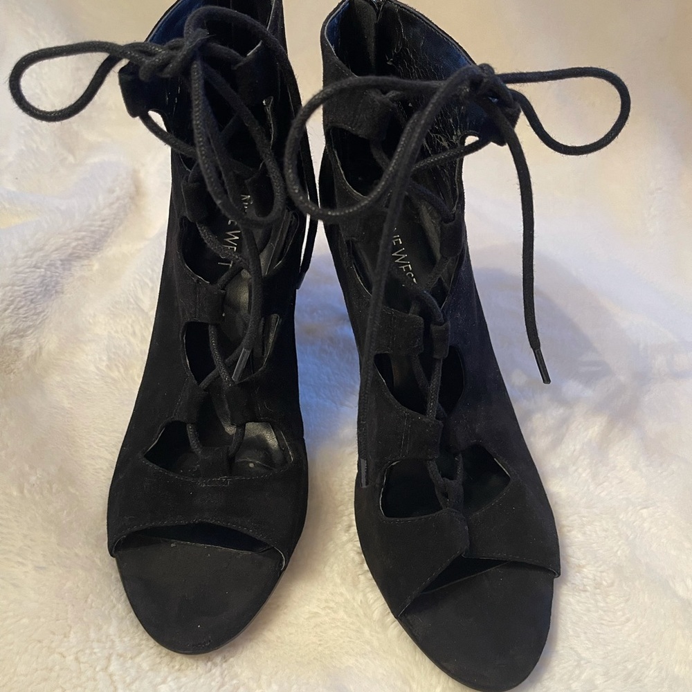 Nine West black suede shoes, size 8-1/2.